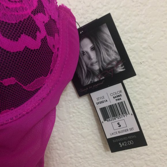 Daisy Fuentes 2-pc Lace Bustier Lingerie Set Pink - Picture 6 of 15